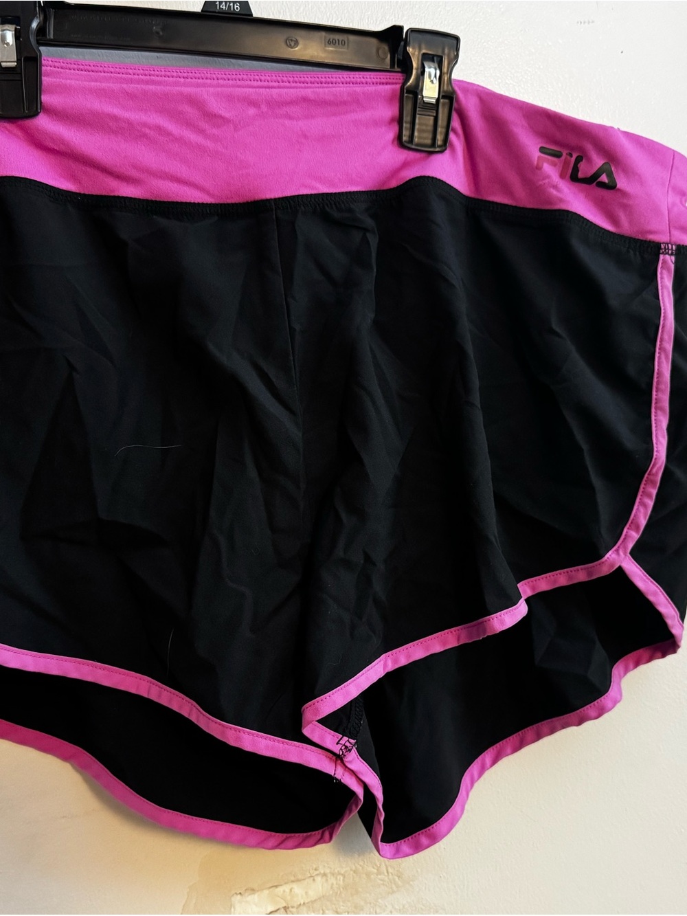 FILA Black Athletic Shorts with Pink Trim